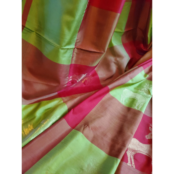 Women Pure Silk Designer Kanjivaram Saree Handloom Party Festive Wedding - Picture 12 of 16